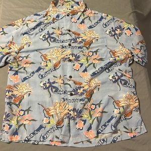Caribbean Men's Ukelele Print Woven Short Sleeve Shirt.